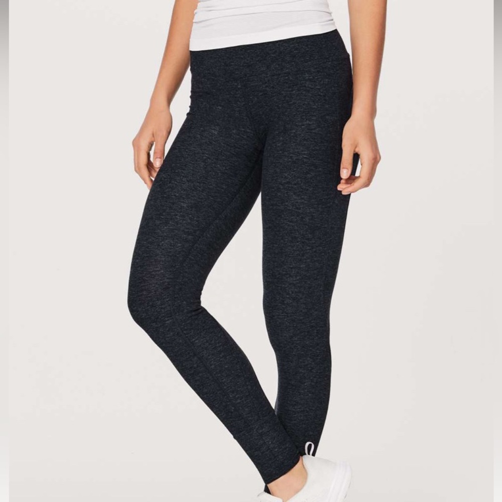 Lululemon Rush Hour Tight Heathered Dark Cast Black Size 6‎